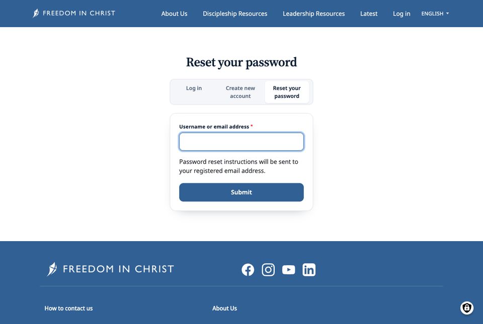 Reset your password form