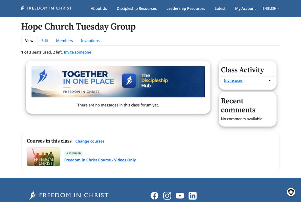 The Class Activity box on the class page