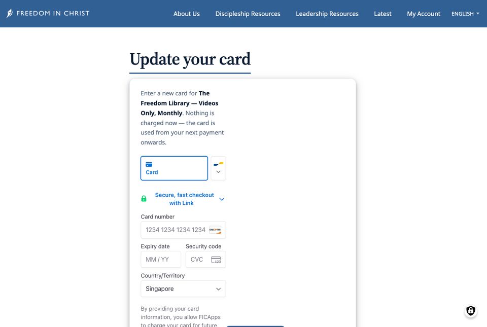 Update your card form